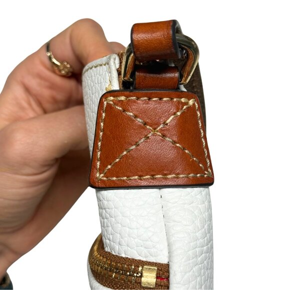 Dooney & Bourke Pebble Grain Leather Crossbody – White/Cream w/ Tan Trim, Like N - Picture 5 of 16